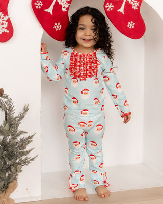 ****PREORDER***Ruffle Buttflap Pajamas - Vintage Santa  Holiday Lounge