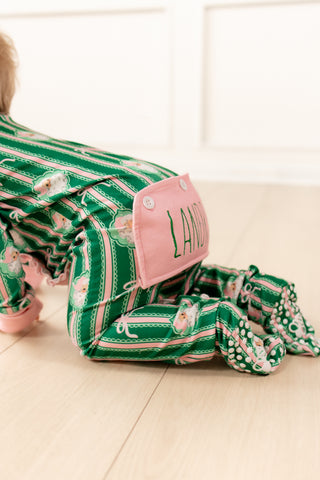 ****PREORDER***Zippy Ruffle Buttflap Pajamas - Pink Bows Santa