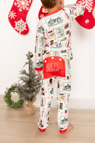 Organic Cotton Buttflap Pajamas - Boys Christmas in New York