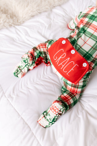 ****PREORDER***Ruffle Zippy Pajamas - Christmas Plaid