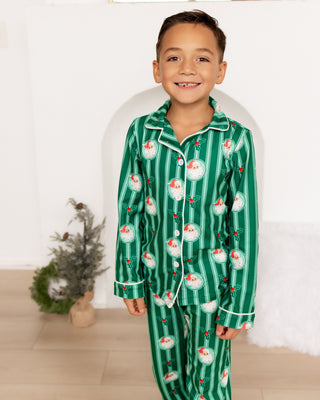****PREORDER***Boys Button Down Pajamas - Red Hat Santa