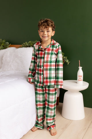 Kids Christmas Plaid - Button Down Pajamas - Sugar Bee Clothing