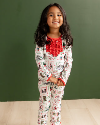 Organic Cotton Ruffle Buttflap Pajamas - Girls Christmas in New York