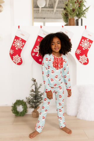****PREORDER***Ruffle Buttflap Pajamas - Vintage Black Santa Claus Holiday Lounge
