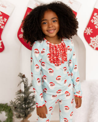 ****PREORDER***Ruffle Buttflap Pajamas - Vintage Black Santa Claus Holiday Lounge
