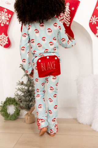 ****PREORDER***Ruffle Buttflap Pajamas - Vintage Black Santa Claus Holiday Lounge