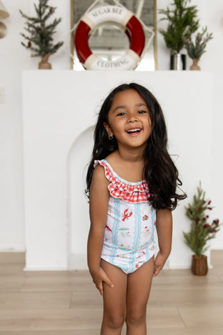 ****PREORDER***Bow Back Swimsuit - Christmas at The Beach - Sugar Bee Clothing