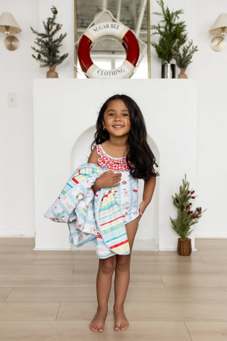 ****PREORDER***Bow Back Swimsuit - Christmas at The Beach - Sugar Bee Clothing