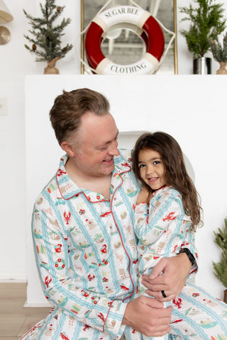 ****PREORDER***Adult Button Down Pajamas - Christmas at The Beach - Sugar Bee Clothing