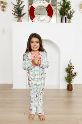 ****PREORDER***Ruffle Buttflap Pajamas - Christmas at The Beach - Sugar Bee Clothing