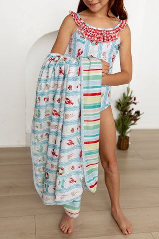 ****PREORDER***Swim Towel - Christmas at The Beach - Sugar Bee Clothing