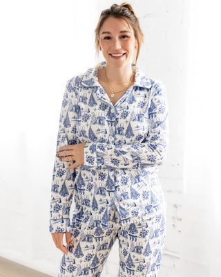 Organic Cotton Adult Button Down Pajamas - Timeless Toile