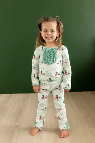 ****PREORDER***Ruffle Buttflap Pajamas - Winter Ducks - Sugar Bee Clothing