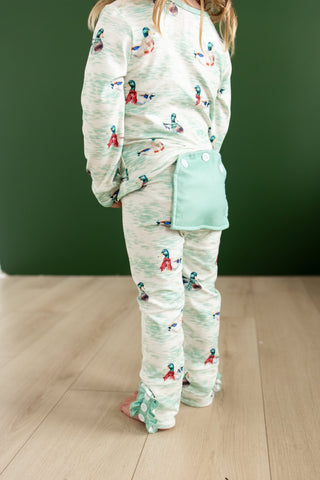 ****PREORDER***Ruffle Buttflap Pajamas - Winter Ducks - Sugar Bee Clothing