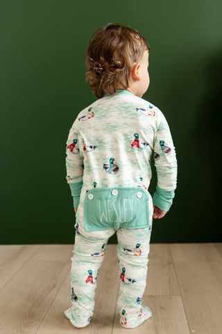 ****PREORDER***Zippy Buttflap Pajamas - Winter Ducks - Sugar Bee Clothing