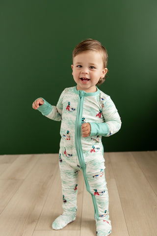 ****PREORDER***Zippy Buttflap Pajamas - Winter Ducks - Sugar Bee Clothing