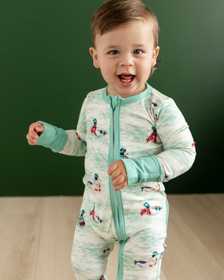 ****PREORDER***Zippy Buttflap Pajamas - Winter Ducks - Sugar Bee Clothing