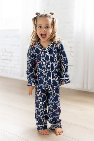 ****PREORDER***Girls Button Down Pajamas - 12 Days of Christmas Bows - Sugar Bee Clothing
