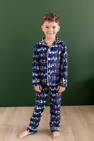 ****PREORDER***Boys Button Down Pajamas - 12 Days of Christmas - Sugar Bee Clothing
