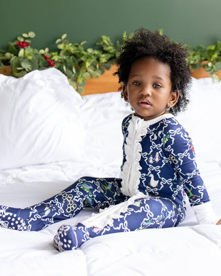 ****PREORDER***Girls Zippy Ruffle Buttflap Pajamas - 12 Days of Christmas - Sugar Bee Clothing