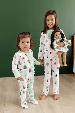****PREORDER***Ruffle Zippy Pajamas - Christmas Memories - Sugar Bee Clothing