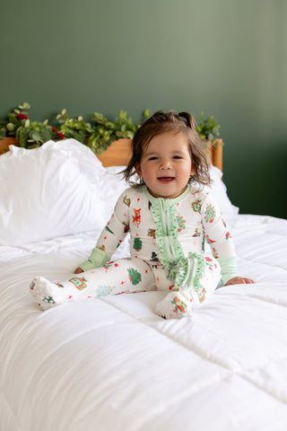 ****PREORDER***Ruffle Zippy Pajamas - Christmas Memories - Sugar Bee Clothing
