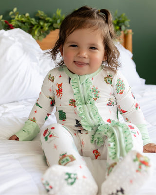 ****PREORDER***Ruffle Zippy Pajamas - Christmas Memories - Sugar Bee Clothing