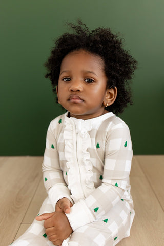****PREORDER***Ruffle Zippy Pajamas - Holiday Gingham - Sugar Bee Clothing