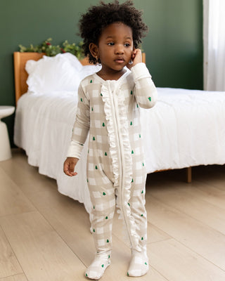 ****PREORDER***Ruffle Zippy Pajamas - Holiday Gingham - Sugar Bee Clothing
