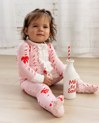 ****PREORDER***Zippy Ruffle Buttflap Pajamas - Candy Cane Lane - Sugar Bee Clothing