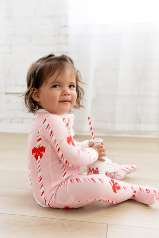 ****PREORDER***Zippy Ruffle Buttflap Pajamas - Candy Cane Lane - Sugar Bee Clothing