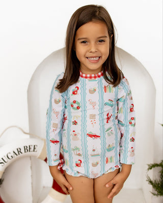 ****PREORDER***Ruffle Bottom Swimsuit - Christmas at The Beach - Sugar Bee Clothing