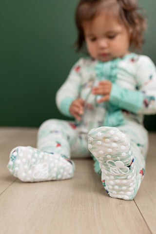 ****PREORDER***Ruffle Zippy Pajamas - Winter Ducks - Sugar Bee Clothing