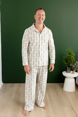 ****PREORDER***Adult Button Down Pajamas - Holiday Gingham - Sugar Bee Clothing