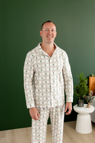****PREORDER***Adult Button Down Pajamas - Holiday Gingham - Sugar Bee Clothing
