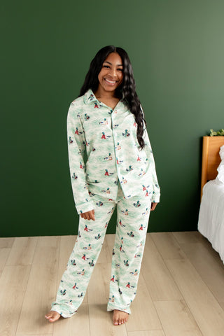 ****PREORDER***Adult Button Down Pajamas - Winter Ducks - Sugar Bee Clothing