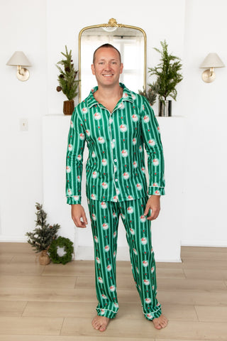 ****PREORDER***Men's Button Down Pajamas - Storybook Santa - Sugar Bee Clothing