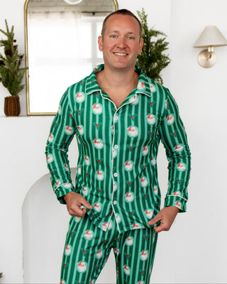 ****PREORDER***Men's Button Down Pajamas - Storybook Santa - Sugar Bee Clothing
