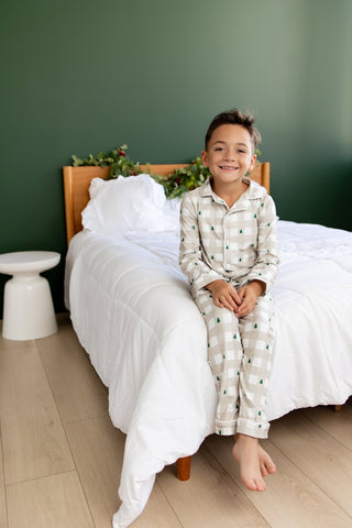 ****PREORDER***Kids Button Down Pajamas - Holiday Gingham - Sugar Bee Clothing
