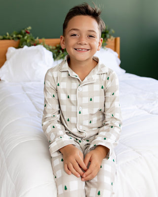 ****PREORDER***Kids Button Down Pajamas - Holiday Gingham - Sugar Bee Clothing