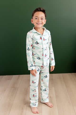 ****PREORDER***Kids Button Down Pajamas - Winter Ducks - Sugar Bee Clothing