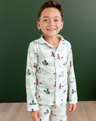 ****PREORDER***Kids Button Down Pajamas - Winter Ducks - Sugar Bee Clothing
