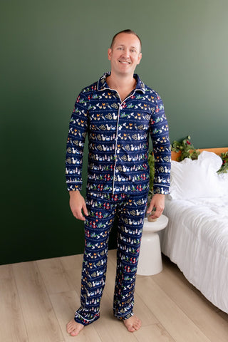 ****PREORDER***Men’s Button Down Pajamas - 12 Days of Christmas - Sugar Bee Clothing