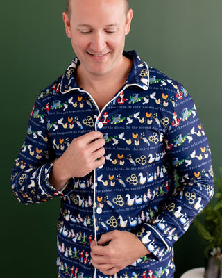 ****PREORDER***Men’s Button Down Pajamas - 12 Days of Christmas - Sugar Bee Clothing