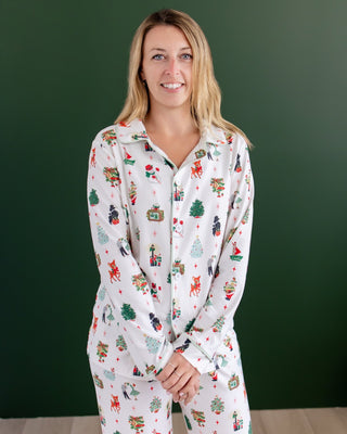 ****PREORDER***Adult Button Down Pajamas - Christmas Memories - Sugar Bee Clothing