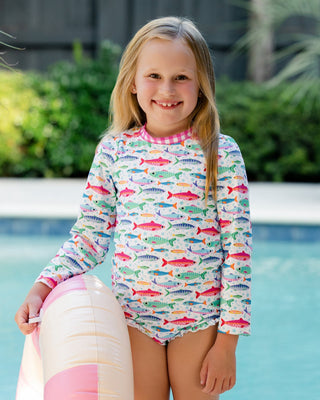 ***PREORDER***Ruffle Bottom Swimsuit - Rainbow Fish
