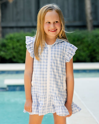 ***PREORDER***Ruffle Swim Cover Up - Blue Gingham