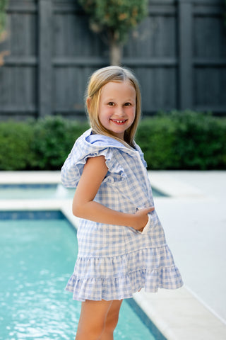 ***PREORDER***Ruffle Swim Cover Up - Blue Gingham