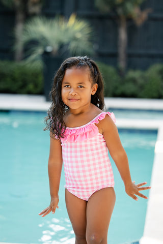 ***PREORDER***Bow Back Swimsuit - Pink Gingham