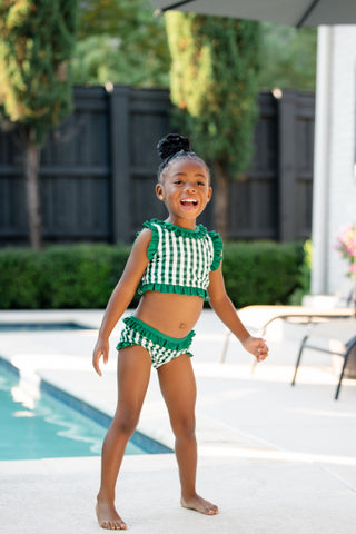 ***PREORDER***Ruffle Bikini - Green Gingham